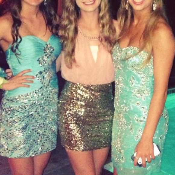 pink gold sequin semi/formal/homecoming/prom dress - Picture 8 of 8